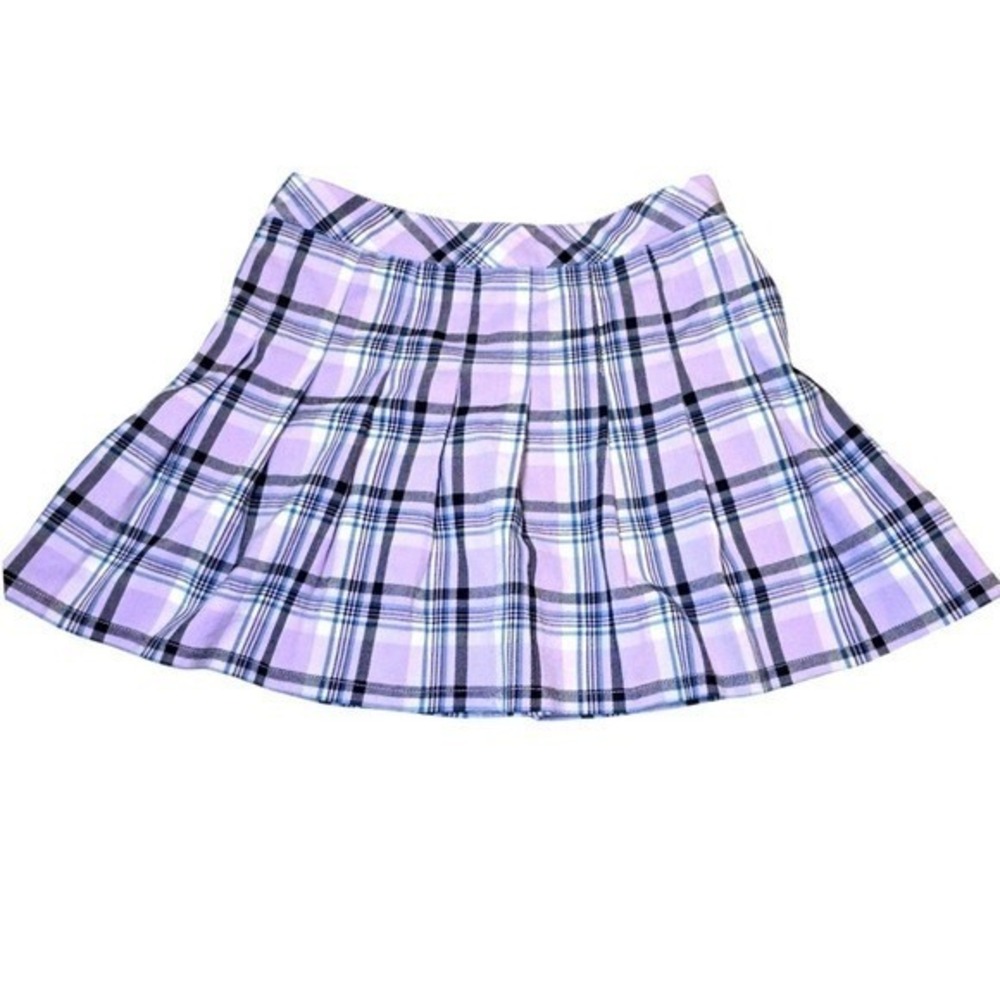 Lavender‎ Plaid Pleated Mini Skirt Mamba Jeans  Purple Checkered Size M Y2K